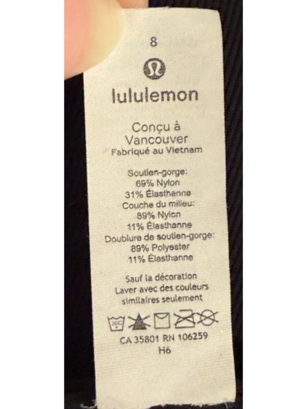 lululemon Ribbed Luxtreme High Neck Sports Bra B/C Cup Size 8 LW2CK8S
